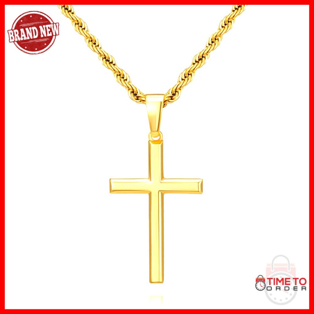 Sterling Silver Cross Necklace, Hypoallergenic, Lobster Clasp, 20" Chain